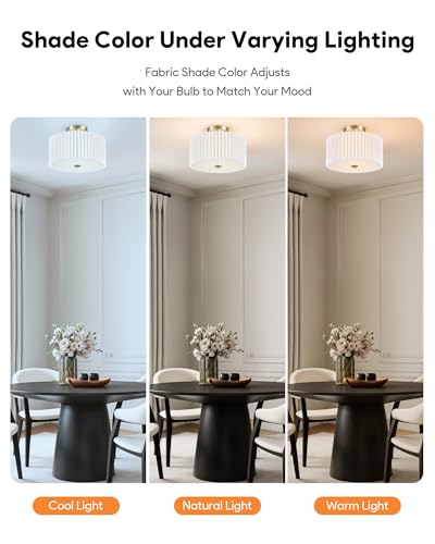 VONLUCE 12.2" Semi Flush Mount Ceiling Light, 2-Light Drum Light