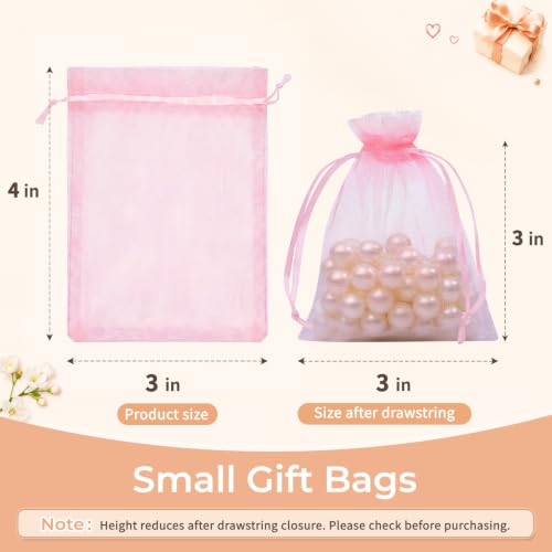 Crweety Red Organza Bags 3x4 Inches - 50PCS Small Gift Pouches for Jewelry, Candy, Wedding & Party Favors