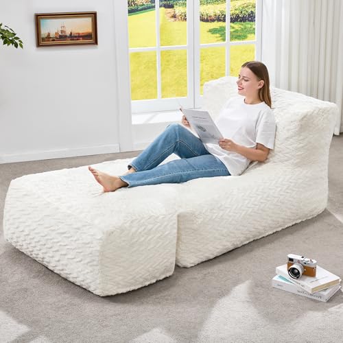 Giant Bean Bag Chair Sofa for Adults - Snow White Large Lounger