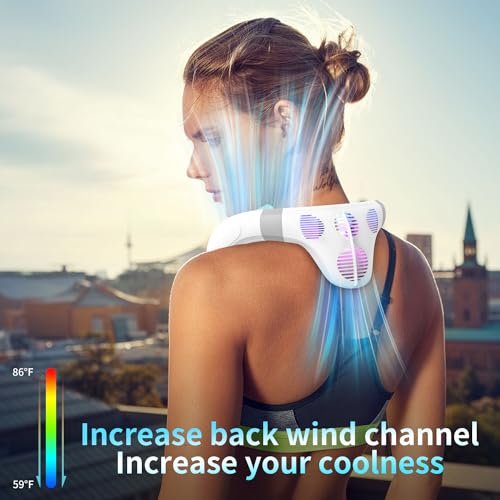 Bladeless Neck Fan with Cooling Plate 6000mAh Portable White 8.2x7.8in
