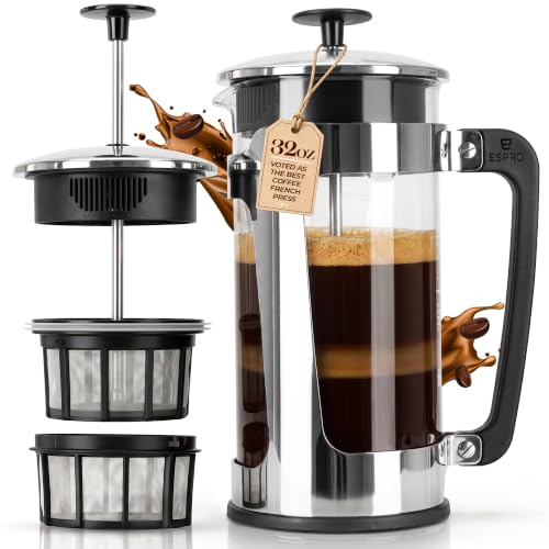 ESPRO P5 French Press Coffee Maker 32oz Polished Stainless Steel - Hot & Cold Brew
