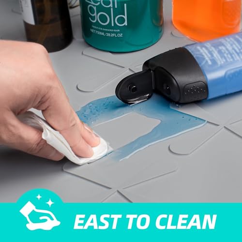 SIKADEER Gray Waterproof Under Sink Mat 37x22 Inches Silicone Cabinet Protector