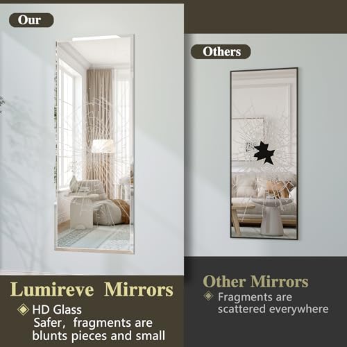 48x14 Inch Frameless Beveled Full Length Door Mirror - Over-the-Door Decor