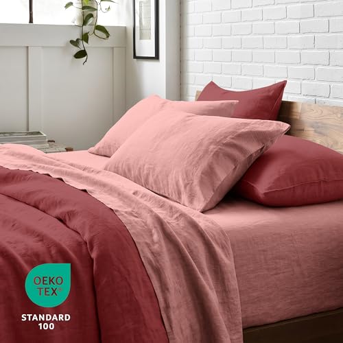 Bare Home Washed Microfiber Sheet Set Queen Dusty Rose - Ultra Soft Bedding