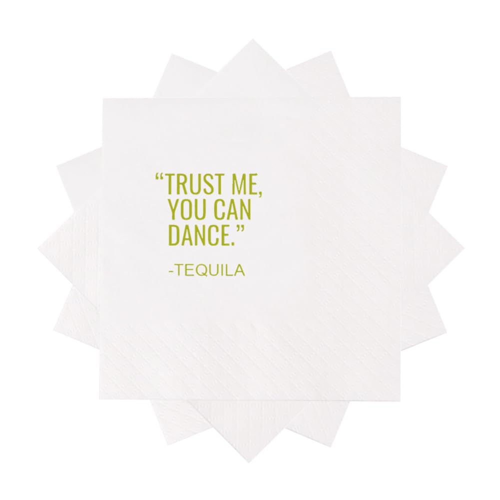 VOWFOO Funny Cocktail Napkins 100Pcs Trust Me You Can Dance Tequila Paper Disposable Party Napkins For Bachelorette Bridal Shower Birthday New Year's Eve Girls' Night Party 5 x 5 2-ply (Tequila)
