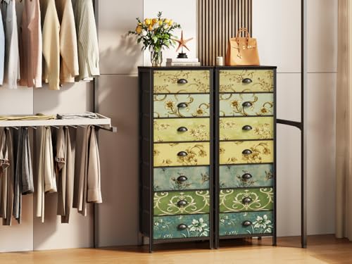 Furnulem 7-Drawer Tall Fabric Dresser for Bedroom Storage - 15.8 x 43.3 x 11.4 Inches