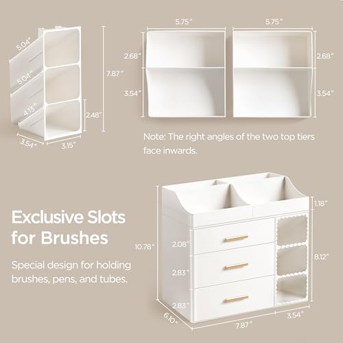 HBlife Makeup Organizer Countertop with Brush Holder,Large Bathroom