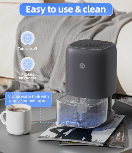 TABYIK Z-Grey 35 OZ Quiet Dehumidifier for Bedroom & RV, Auto Shut Off, Compact