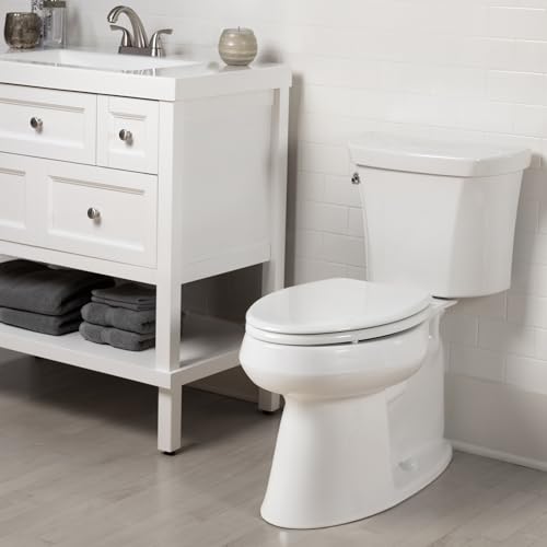 Bemis Elongated Modern Wood Toilet Seat Premium with Slow Close & Decorative Edge - Made in USA, White