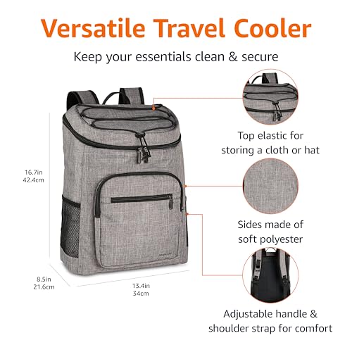 Insulated Cooler Backpack for Camping and Hiking, 30 Can Capacity, Water-Resistant