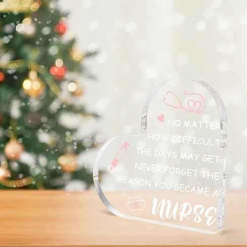 Nurse Gifts for Women Nurse Week Gifts Nurse Christmas Gifts Nurse Appreciation Gifts Acrylic Heart Sign Nurse Graduation Gift Nurse Practitioner Gifts for Women Nurse Graduation Decorations Desk Decor