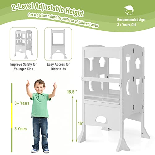 HONEY JOY Kitchen Step Stool for Toddlers, Children Wooden Standing