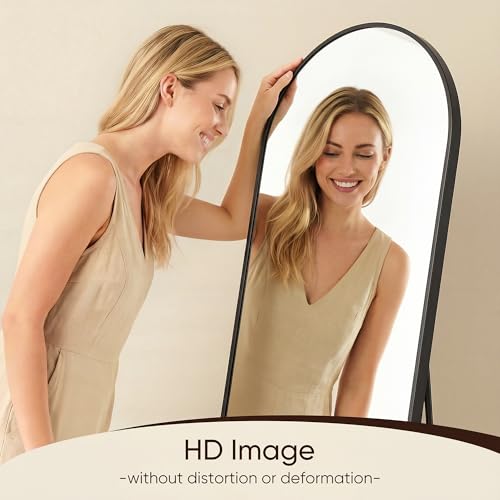 Antok 71x26 Inch Black Arched Full Length Floor Mirror with Stand - Large Home Decor