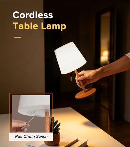 Wood Grain Rechargeable Cordless Shower Lamp 5400mAh Waterproof Bathroom Light