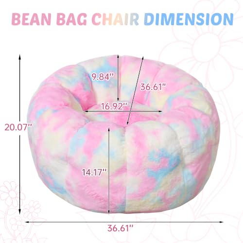 Colorful Tie-Dye Flower Bean Bag Chair for Teens & Adults - Compact & Cozy