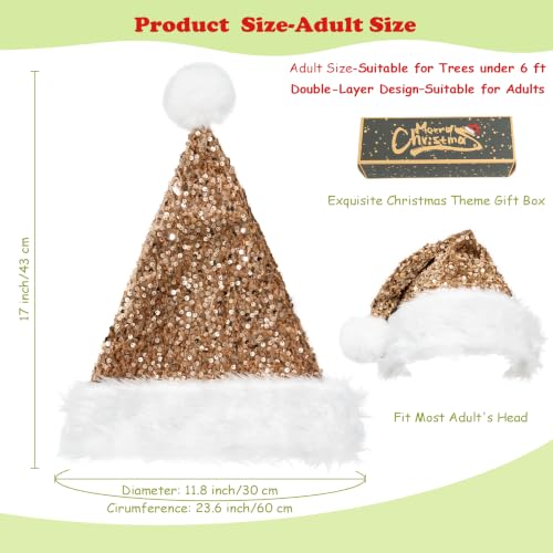 Hismir Champagne Bronze Christmas Tree Topper Glitter Hat - 17x12 Inches, Large