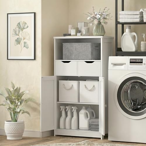 Vongrasig White Bathroom Storage Cabinet - 42.5" Freestanding Tall Floor Cabinet