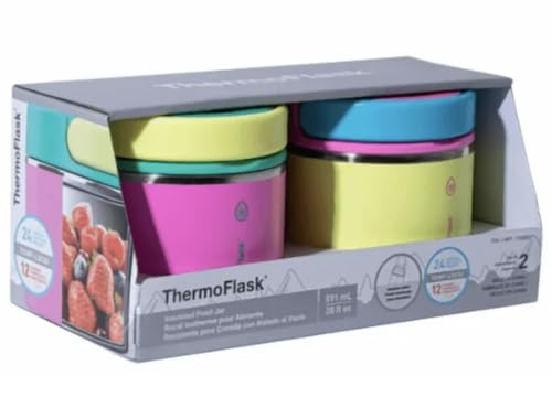 Insulated Food Jar 20 oz Double-Wall Vacuum Stainless Steel Set - Pink & Blue