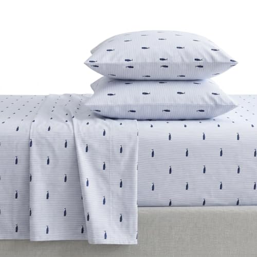 Nautica - Queen Cotton Percale Sheet Set with Matching Pillowcases
