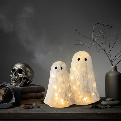 Ghost Halloween Confetti Glass Table Lights - 2 Sizes, Spooky Decor - Variation: Ghost