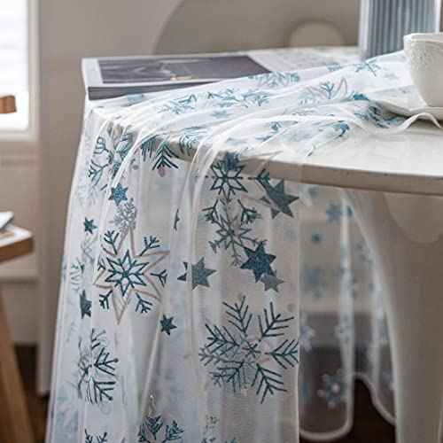 vctops Sparkling Snowflakes Lace Tablecloth Christmas Lace Table Cover Overlay for Party Wedding Kitchen Dining Home Decorations (Blue, 59"x59")