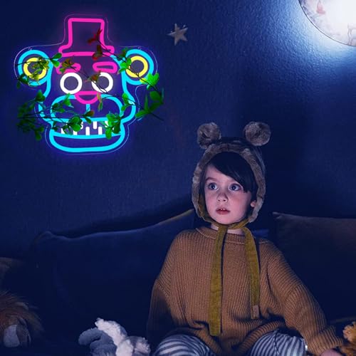 Neon Sign Wall Decor - Fnaf Frendy LED Neon Lights for Kids Room, Party, Birthday, Christmas Gift - Bear001 Variation