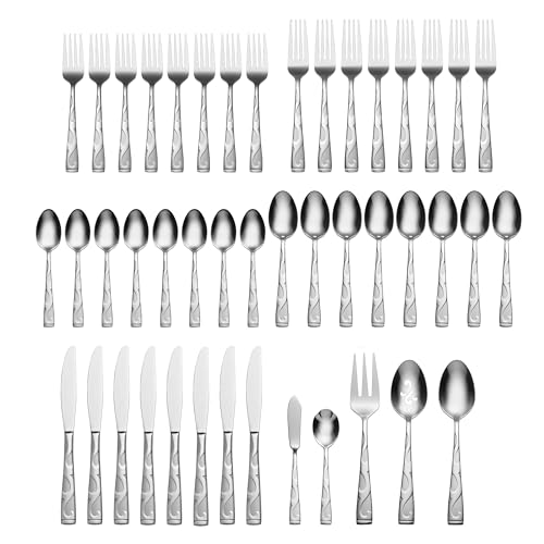 Oneida Tuscany 45-Piece Flatware Set for 8 - Embossed Rock-Inspired Design