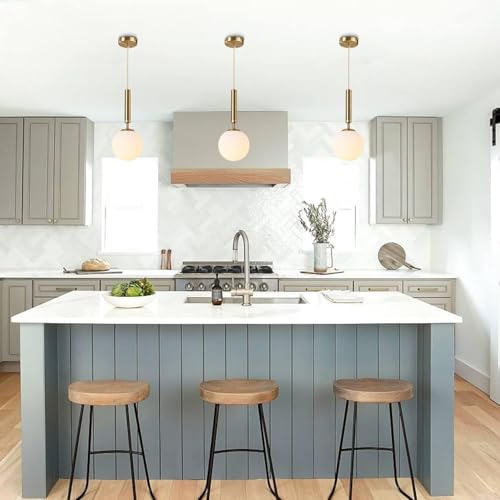 Gold Battery Operated Pendant Lights Set of 2 with Remote Dimmable Rechargeable Bulb
