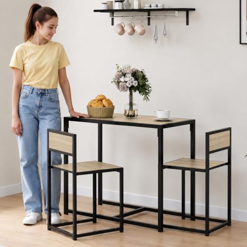 HOMCOM Oak Small Dining Table Set for 2 - Compact Kitchen & Dining Furniture