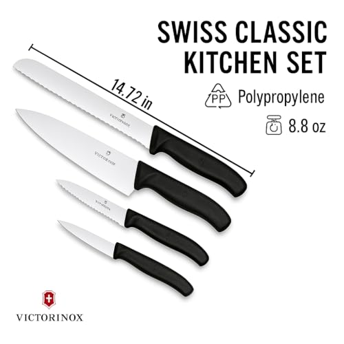 Victorinox Swiss Classic Kitchen Set 5-Piece Black Utility & Bread Knives