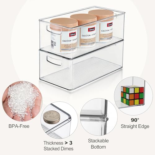 Hudgan 8 Pack Stackable Freezer & Pantry Organizer Bins 2XL+3L+3M