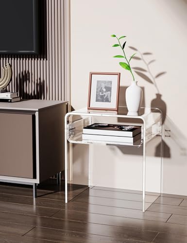 Solaround Clear Acrylic 2-Tier End Table Variation 1 for Living Room & Bedroom