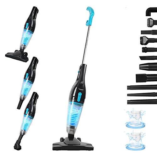 Intercleaner Corded Stick Vacuum Cleaner - Black 12-in-1 Lightweight Carpet & Hard Floor, 15KPa Suction