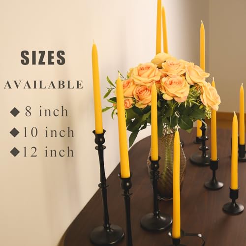 Yellow Beeswax Taper Candles 8 Inch Bulk Pack - All Natural Dripless | TELOSMA