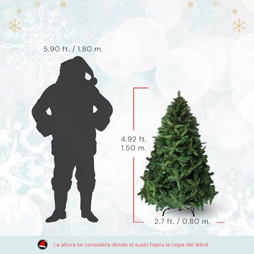 El Santa 4.92 ft Artificial Christmas Tree - Green with 12in Variation, Easy Setup