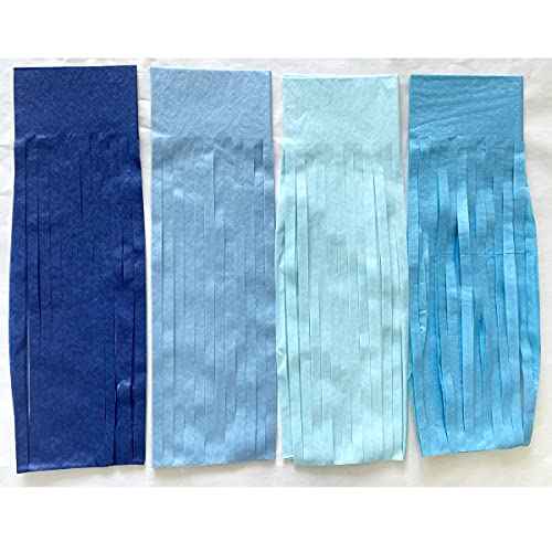 Tissue Paper Tassels Paper Tassels Garland Banner Table Decor Party Tassels Banner Wedding Birthday Baby Shower Nursey Party Decorations Supplies (20, Lt-Blue+Blue+Sky Blue+Royal Blue)