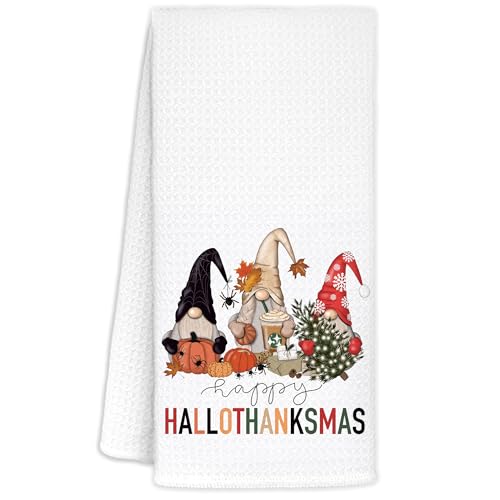 Hallothanksmas Gnomes 16x24 Inch Kitchen Towels – Funny Holiday Decor - CIOJUNE