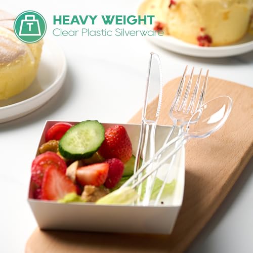 Heavy Duty Clear Plastic Forks & Spoons Set - 540 Count Disposable Flatware with Variation of Clear Forks & Spoons