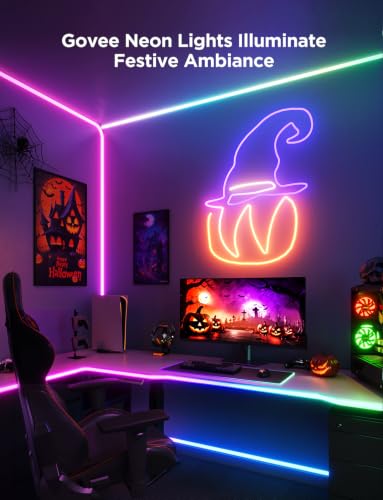 Govee RGBIC Neon Rope Lights 9.8ft - White Smart LED Light Strip with Matter, Alexa & Google Compatibility