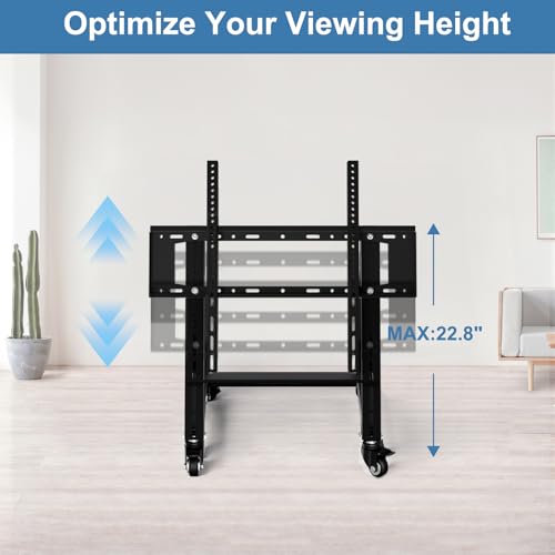 Low Height Mobile TV Stand 26-65 Inch with Wheels & Adjustable Viewing Angle