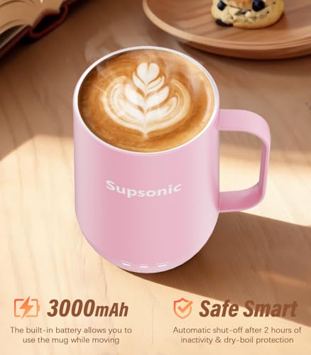 Supsonic Cherry Blossom 16oz Self-Heating Coffee Mug with Temperature Control
