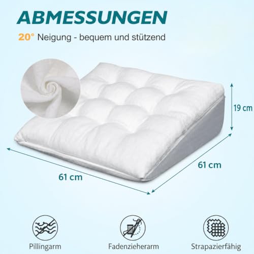24x24x7.5 Inch Bed Wedge Pillow for Sleep Apnea – Adjustable Dual Layer Memory Foam Support for Acid Reflux & Snoring