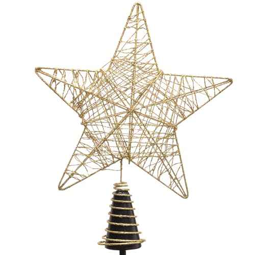Star Christmas Tree Toppers, 9 Inch Metal Glitter Gold Christmas Tree Ornament Set for Outdoor Christmas Decorations Indoor 2023