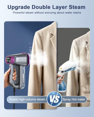 Casavok Grey Handheld Travel Garment Steamer - 1200W, 3-Layer Dense Steam