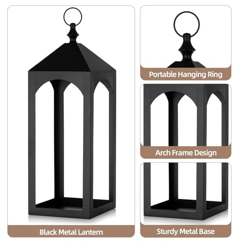 Large Outdoor Floor Lantern Set of 2 Without Glass - Fall Porch Decor