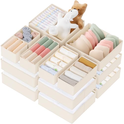 Criusia Beige 21-Pack Drawer Organizer Set for Clothes & Baby Items