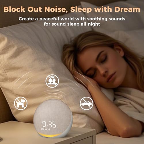 Acedeck Putty Sound Machine Alarm Clock with 25 Sleep Sounds & Night Light