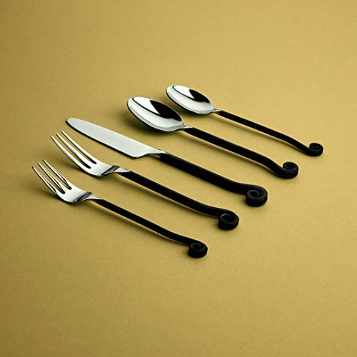 20-Piece Flatware Set with Treble Clef Design - Black Stainless Steel Cutlery for Dining