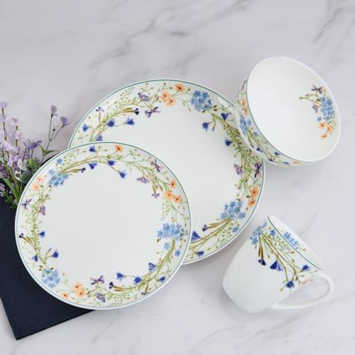 Mikasa Quinn Bone China 12-Piece Dinnerware Set for 4 - Lightweight & Chip-Resistant