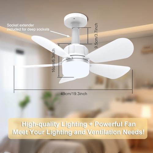 New White 2Pack Ceiling Fan Light Kit with Remote, Dimmable 3 Color Modes 3000K-6500K